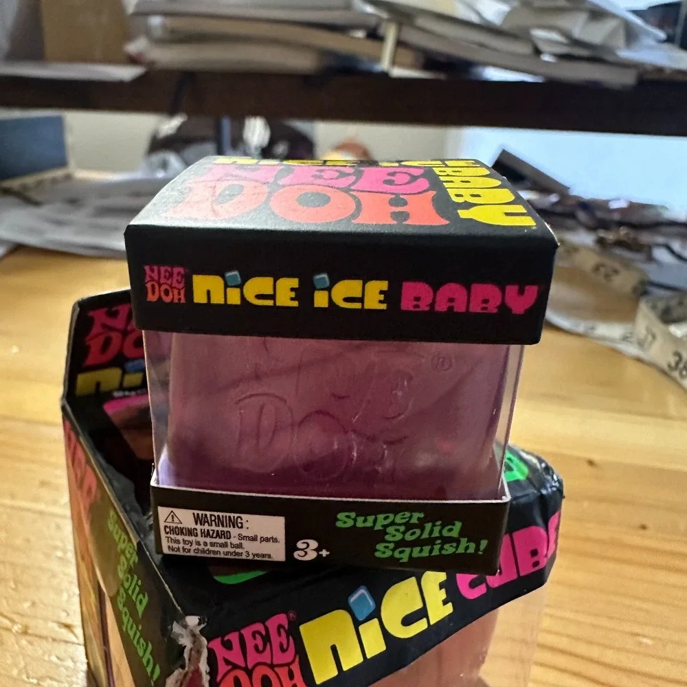 NeeDoh Nice Cube and Nice Ice Baby Purple Squishy Fidget Toy Set Schylling